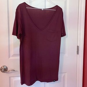 Arbor Ladies Plum Short Sleeve T-Shirt L Deep V-Neck Bamboo/Cotton Made in USA